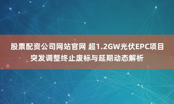 股票配资公司网站官网 超1.2GW光伏EPC项目突发调整终止废标与延期动态解析
